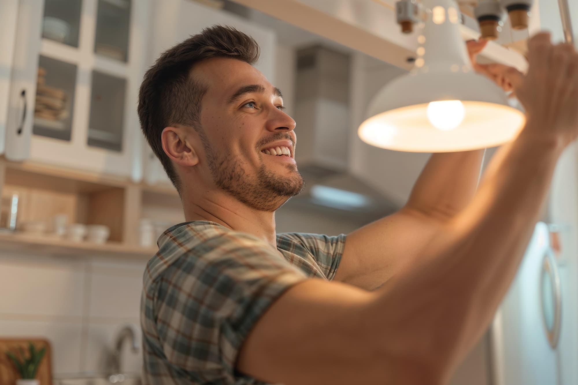 Friendly everyday scene: Neighbors helping each other in a German apartment